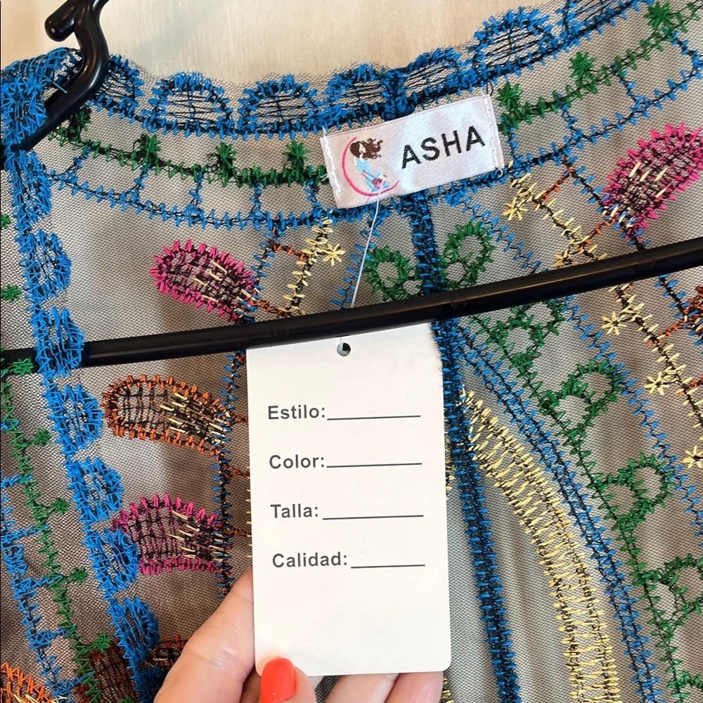 Asha NWT Colorful Sheer Embroidered Kimono OS - Picture 10 of 13